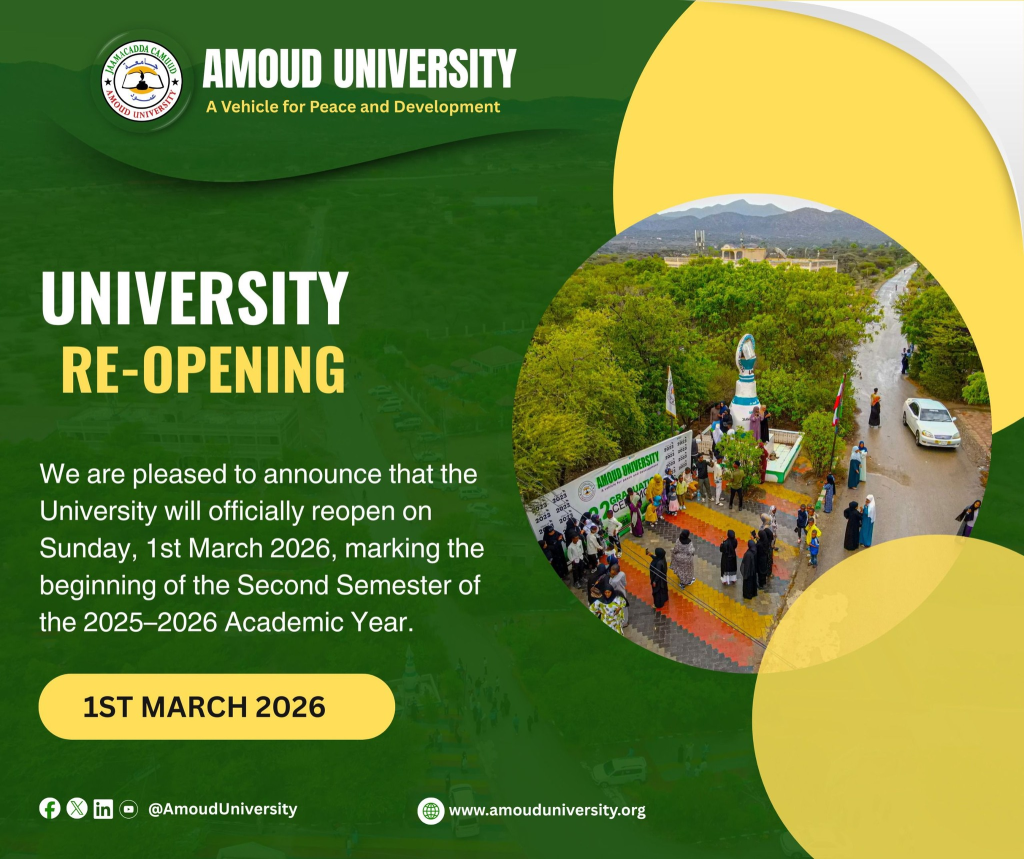 Amoud University Announces Reopening for Second Semester 2025–2026 Academic Year